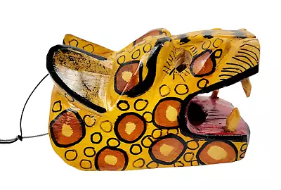 Vintage Carved Painted Mexican Folk Art Wooden Jaguar Tigre Mask Wall Hanging • $29.95