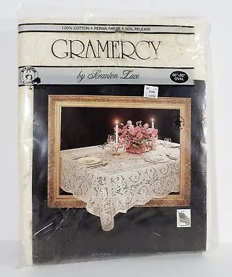 Vintage Scranton Lace Gramercy Ivory Oval Tablecloth 60  X 92  NEW • $23.99