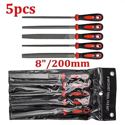 £9.99 • Buy 5pc 8  Inch Engineers File Set For Metal Round Flat Triangular Half Round Square