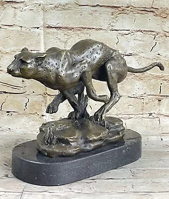 Bronze Handcrafted Mountain Lion Sculpture Wildlife Art Metal Statue Cougar Puma • $249