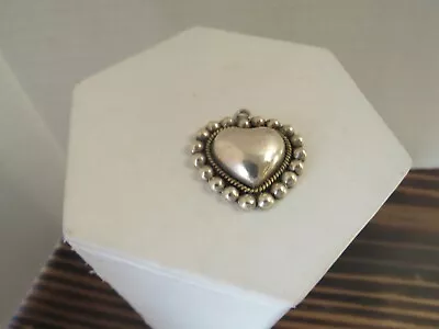 Vintage Taxco Mexico Sterling Silver Beaded Heart Pendant • $25