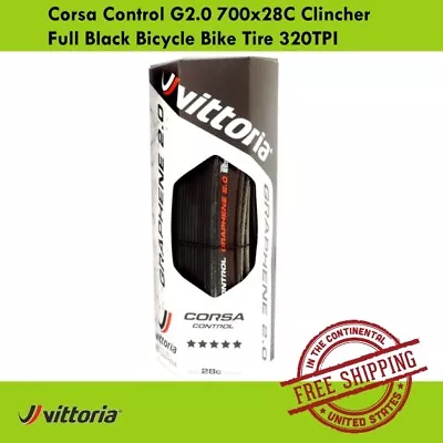 Vittoria Corsa Control G2.0 700x28C Clincher Full Black Bicycle Bike Tire 320TPI • $91.90