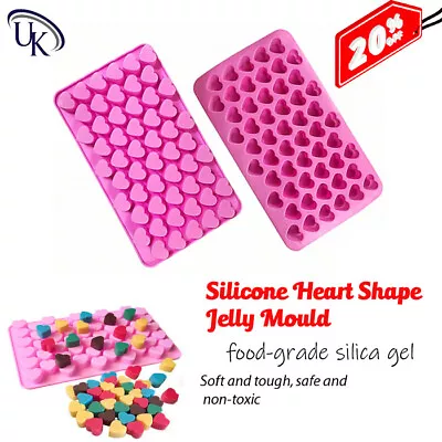 Heart Shaped Silicone Mould Chocolate Candy Jelly Tray Cake 55 Hearts Decoration • £2.29