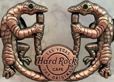 Hard Rock Cafe LAS VEGAS 2015 Singing LIZARDS Jewel EYES Copper PIN New HRC Bag! • $16.99