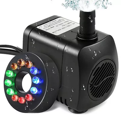 1800L/H Electric Water Feature Pump Fountain Garden Fish Pond+12 LED EU Plug • £16.99