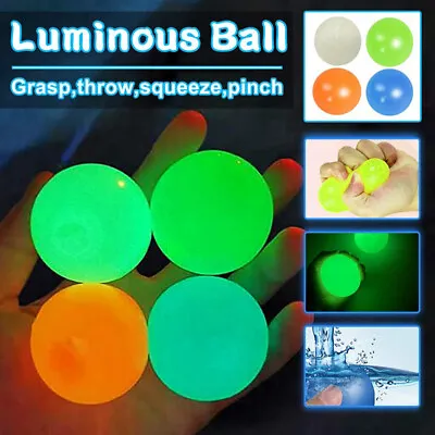 $32.99 • Buy 4/8/12/16/20/24 Ceiling Wall Sticky Ball Glow In The Dark Stress Relief Fun Toys
