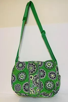 Vera Bradley Messenger Bag Green Cupcake Cotton Quilted Handbag Laptop NEW • $34.99