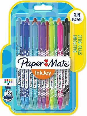 Paper Mate Ink Joy 100 RT Wrap Ballpoint Pens 18 Pack Assorted Colours • £6.95