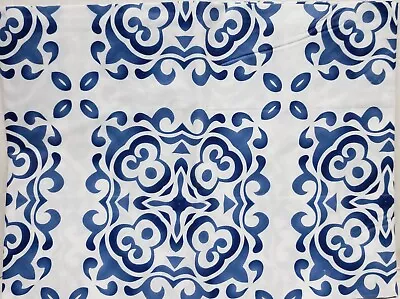 Kitchen Vinyl Tablecloth 60  Round (4-6 People) BLUE & WHITE DESIGN HS • $13.99