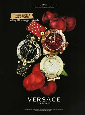 VERSACE Watches 1-Page Magazine PRINT AD 2007 VANITAS Red White Black • $10