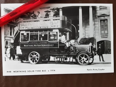£1.99 • Buy Postcard Sussex Worthing Solid Tyre Bus Real Photo Pamlin Prints Croydon