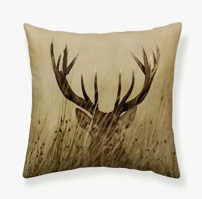 Deer Stag Nature Brush Cabin Lodge Hunting Rustic Throw Pillow Cover Home Decor • $13.08