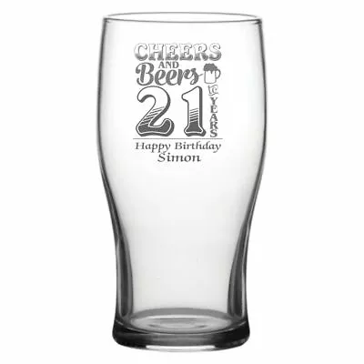 Personalised Birthday Design Pint Tulip Beer Glass 18 21 30 40 50 60 70 80 90 • £10.99