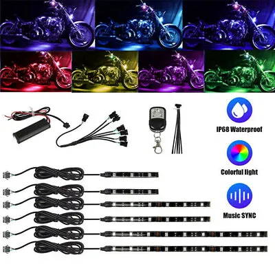 6PCS RGB MOTORCYCLE LED LIGHT KIT Glow Neon Strip Remote Control • $21.99