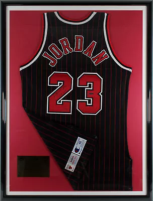 Bulls Michael Jordan  72-10  Signed Black Champion Framed Jersey UDA #BAD00565 • $31999.99