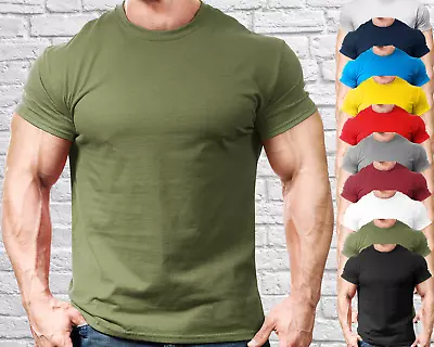 Gym Fit T Shirts Cool Muscle Fitted Training Top Plain Bodybuilding Fashion New • £7.99