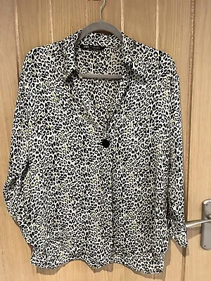 Ladies Zara Leopard Print Shirt Blouse Top Size Small Loose Fit • £6.50