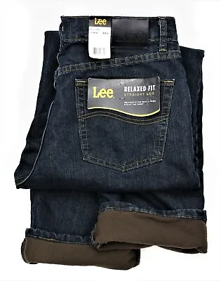 $39.99 • Buy New Lee Relaxed Fit Fleece Lined Straight Leg Jeans Men's Sizes Black Quartz 