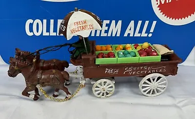 Cast Iron Horse Drawn Fresh Fruits And Vegetables Delivery Cart Wagon. • $59.95