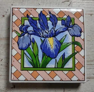 Iris Flower Ceramic Tile Fridge Refrigerator Kitchen Magnet Flower Purple 1 3/4  • $4.59