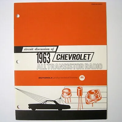 Motorola ® 1963 CHEVROLET ALL TRANSISTOR RADIO - Training Guide - New NOS • $9.45