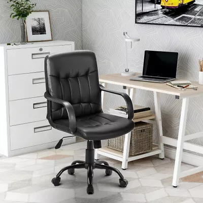 High Back Mesh Desk Swivel Chair Executive Chair Recline Mesh Seat Faux Leather • £67.98