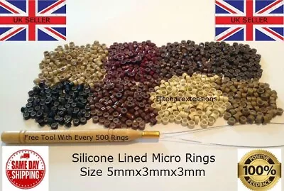 Silicone Lined Micro Rings (500)For Hair Extensions Free Loop Tool Included!!! • £9.99