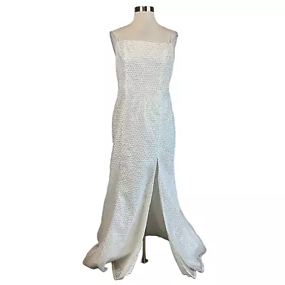 Aidan Mattox Women's Formal Dress Size 12 White Sequined Long Evening Gown • $69.99
