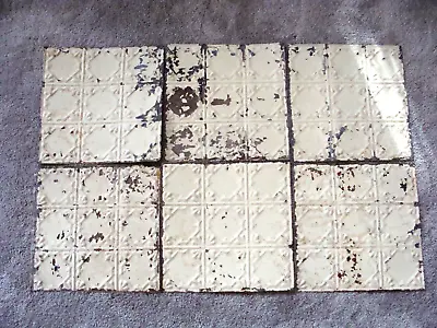 6 Antique Tin Ceiling Tiles 12 X12  Chippy Paint C1900 Small Pattern More Avaibl • $69