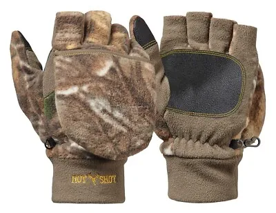 HOT SHOT Men’s Camo Bulls-Eye Fleece Pop-Top Mittens – Realtree LARGE • $21.95