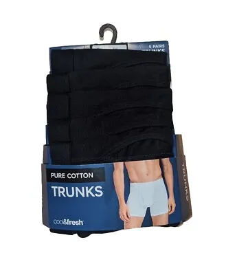 M&S Marks Spencer 5 Pk Black Pure Cotton Trunks Cool & Fresh Size S BNWT • £24