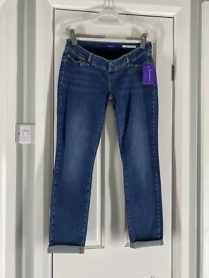 Seraphine Maternity Jeans Size UK 10 Blue Carson Straight Leg Over Bump Stretch • £18.99