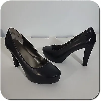 . ME TOO Womens Size 9 M Black Pumps Shoes High Heel Leather Upper • $52.18