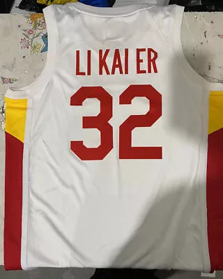 2023 Li Kaier #32 Team China Basketball Jersey Kyle Anderson S-3XL White Red • $29.90