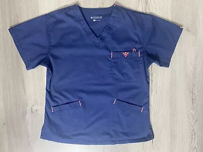 Med Couture Scrubs Top Womens S Style 8403 E-Z Flex V-Neck Pockets Short Sleeves • $7.95