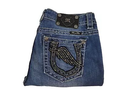 Miss Me Blue Jeans Women's Size 30 Signature Capri Angel Horseshoe Pockets • $26.99