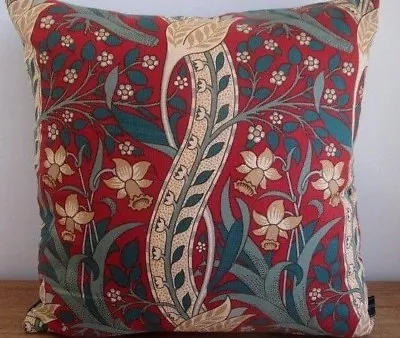 Liberty Vintage Trent Green Red Cotton & Green Velvet Fabric Cushion Cover  • £27.50
