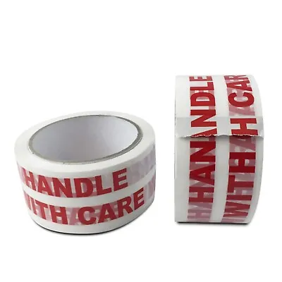 HANDLE WITH CARE (48mm X 66m) Low Noise Packing TAPE For Parcel/Packaging/Box • £7.45