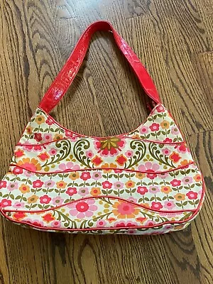 VERA BRADLEY Folkloric Hobo Purse Orange Pink Olive EUC • $10