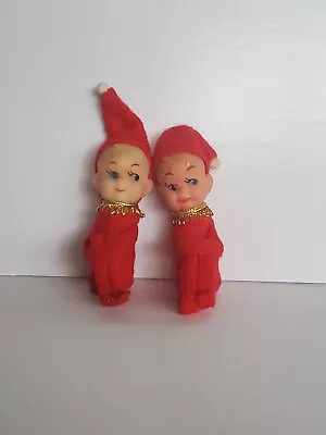 Vintage Elf Knee Hugger Red Christmas Elves Set Of 2 • $19.99