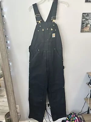 Vtg CARHARTT Bib Overalls  Duck Double Knee USA MADE Carpenter Work 32x32 • $45