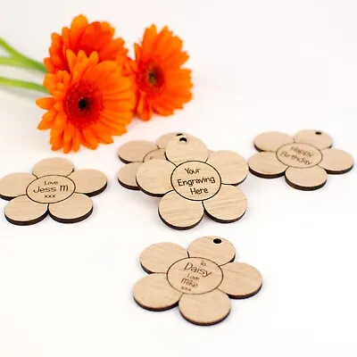 £3.99 • Buy Personalised Wooden Flower Favours For Guests Wedding Birthday Party Baby Shower