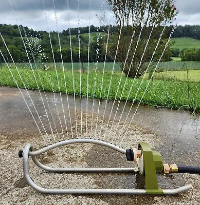 Vintage Melnor Oscillating Aluminum Grass Green Lawn Sprinkler Made In USA • $36.90