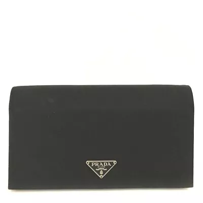 PRADA Logo Plate Nylon Long Bifold Wallet/9Y0210 • $1