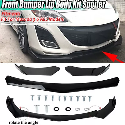 $79.28 • Buy Front Bumper Lip Spoiler Splitters Glossy Black For Mazda 2 3 5 6 CX-3 CX5 CX-7