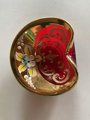 Murano Italian Glass Ashtray/Dish Gold Gilt Hand Painted Vimax PO/27 • $17.48