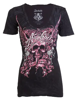 Archaic By Affliction Women's T-shirt Grace Biker Tattoo • $24.95