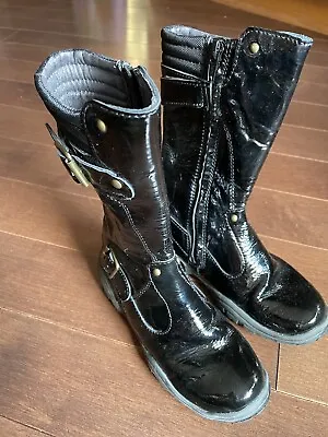 Girls’ Naturino Black Patent Leather Boots Sz 29 US12 • £12.05