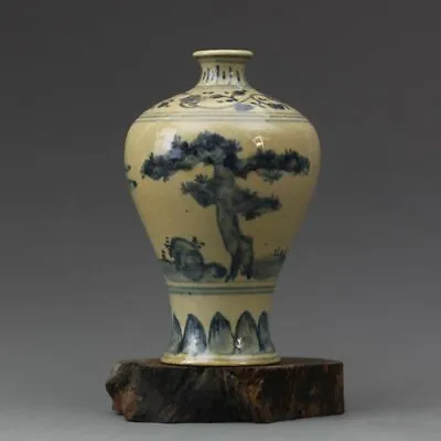 Marked Chinese Ming Blue And White Porcelain Hand Painting Pine Vase 6.5  • $65.57