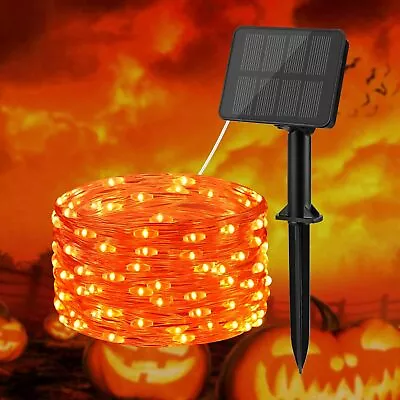 Orange Halloween Solar Fairy Lights 16.4ft 50 Led Solar String Lights New • £15